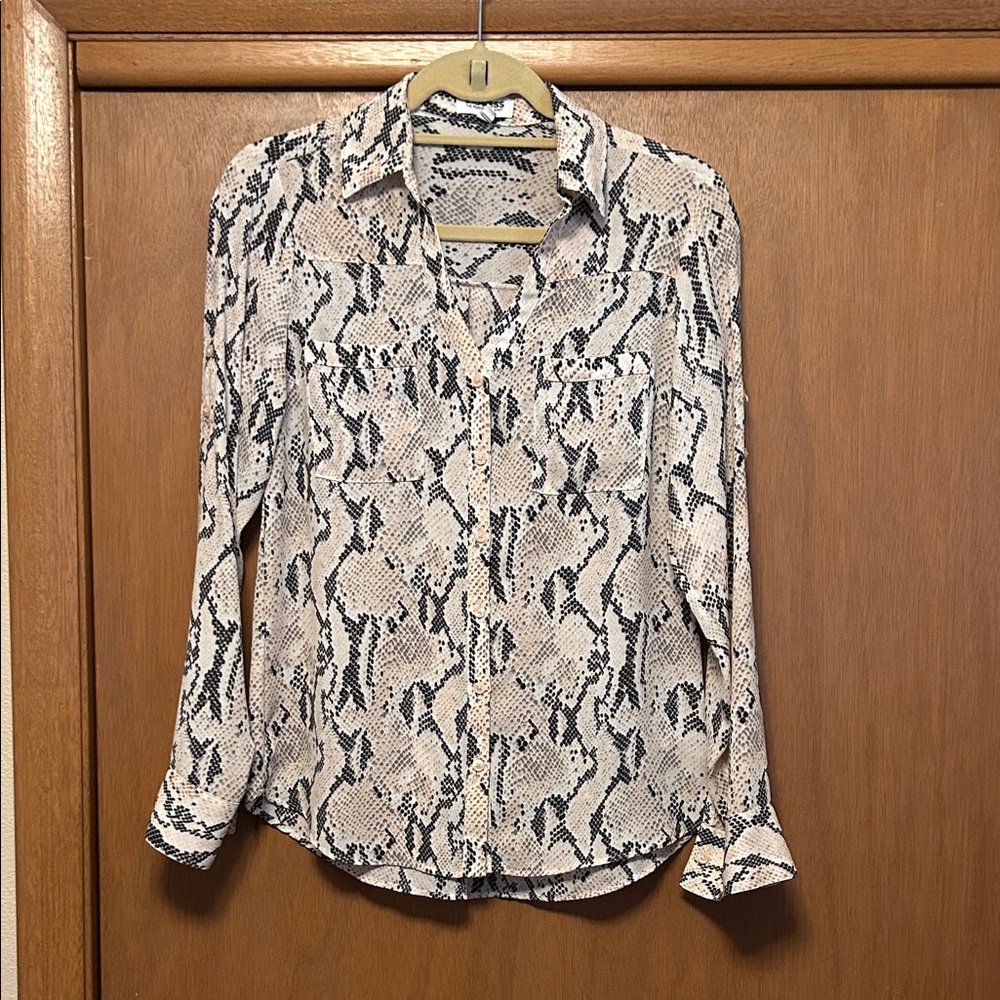 Express Snake Print Blouse - Black and Cream